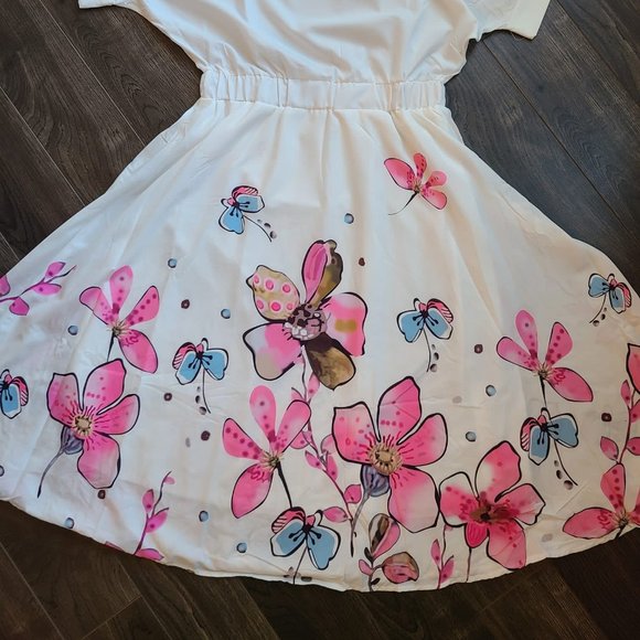 BRAND NEW WHITE  PINK FLORAL DRESS - Picture 13 of 13